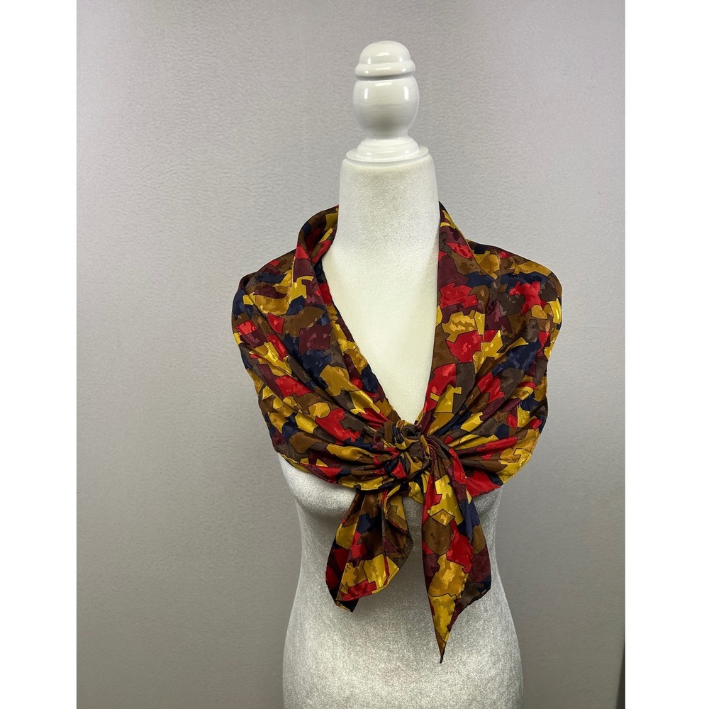 Vintage Aesthetic Unbranded Womens OS Multicolor Geometric Mosaic Jacquard Scarf